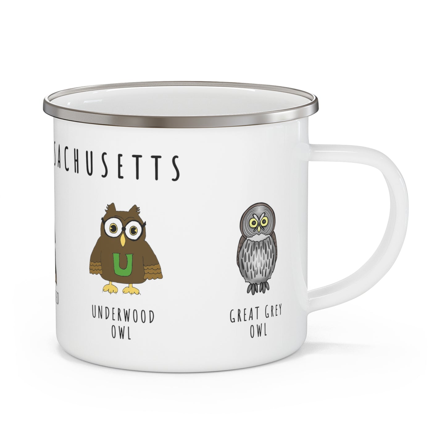 Owls in Massachusetts - Enamel Camping Mug