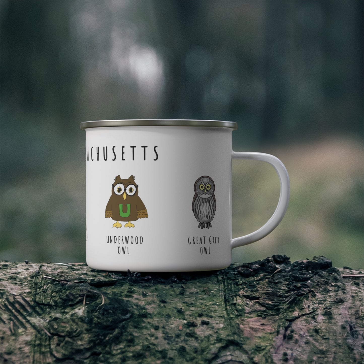 Owls in Massachusetts - Enamel Camping Mug