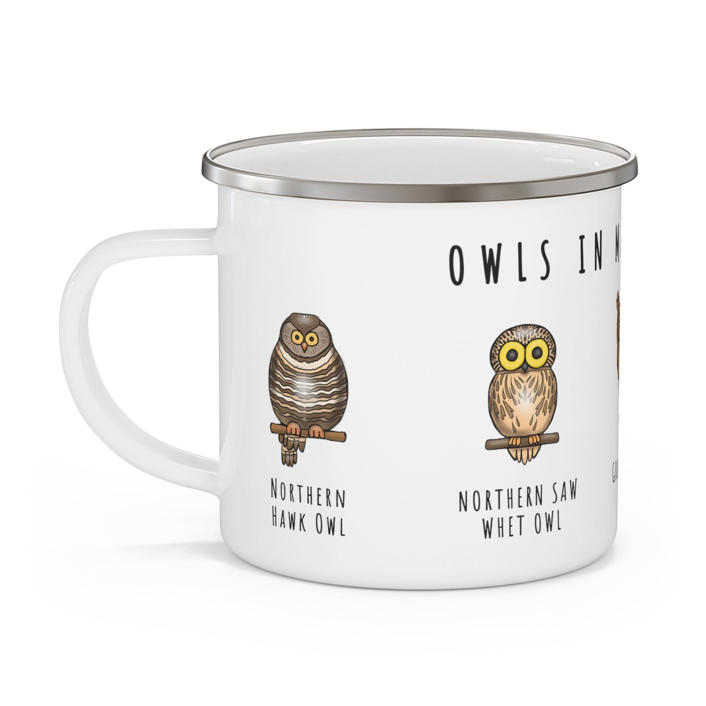 Owls in Massachusetts - Enamel Camping Mug