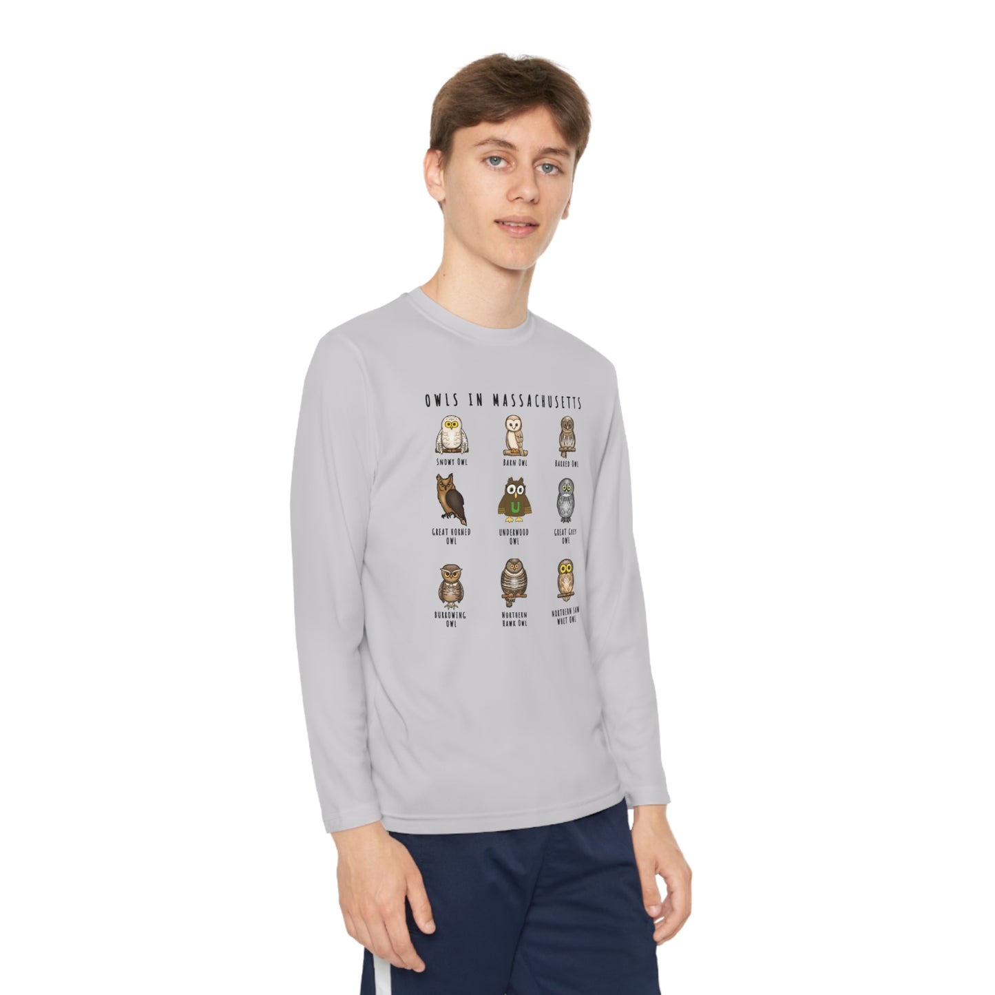 Owls in Massachusetts - Youth Long Sleeve Competitor Tee (Kids)