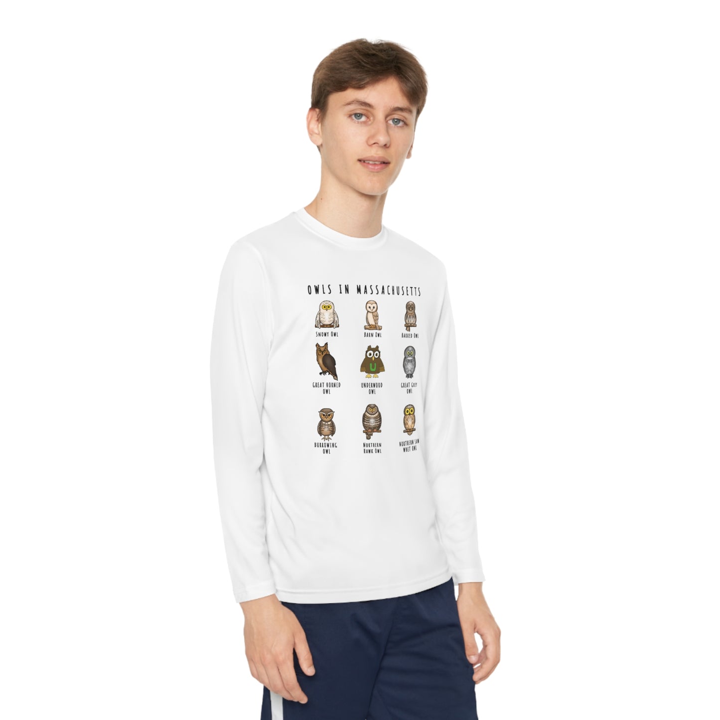 Owls in Massachusetts - Youth Long Sleeve Competitor Tee (Kids)