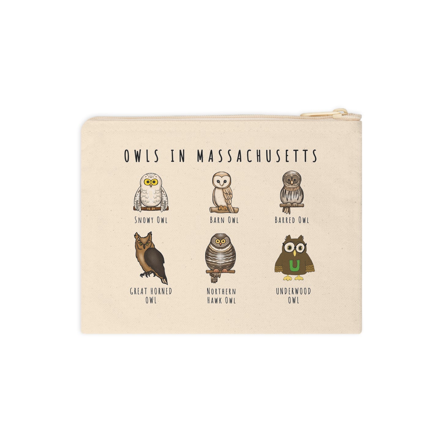 Owls in Massachusetts - Accessory Zipper Pouch